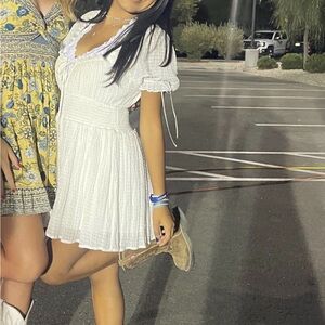 Altar'd State Cream Lace Trim Dress